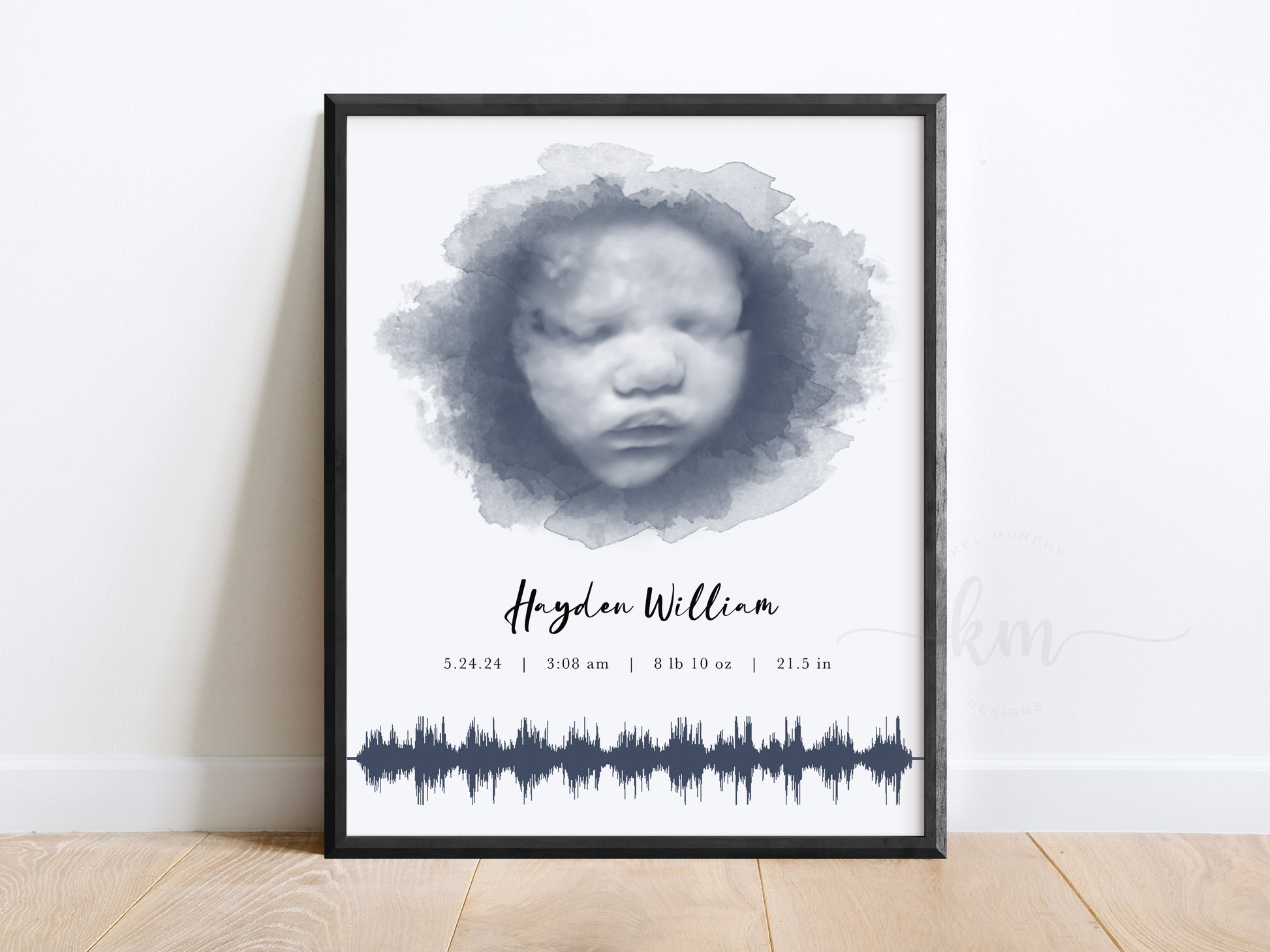 Ultrasound and heartbeat soundwave design for miscarriage or new baby keepsake

