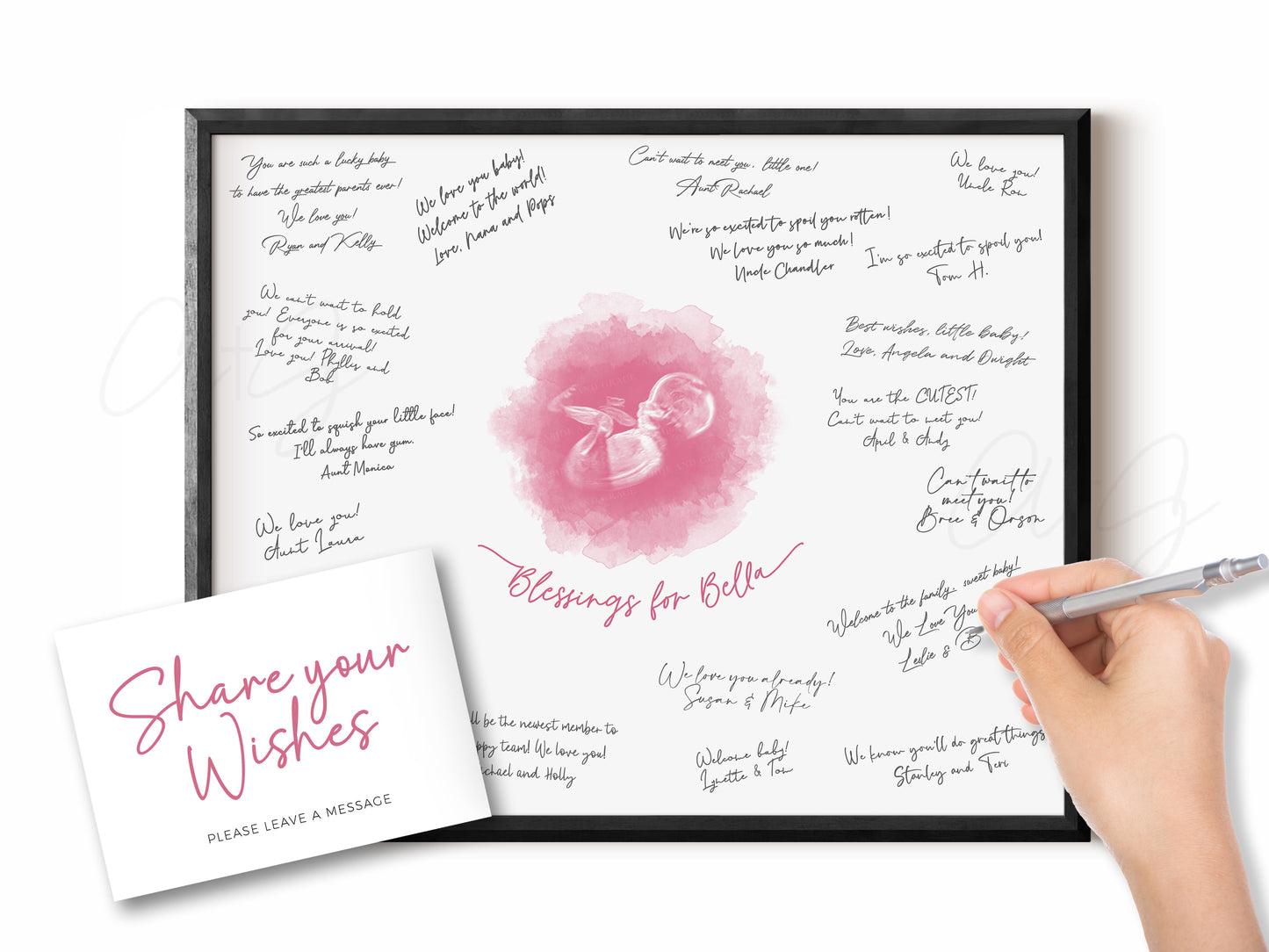 Baby Shower Guestbook Art with Watercolor Ultrasound