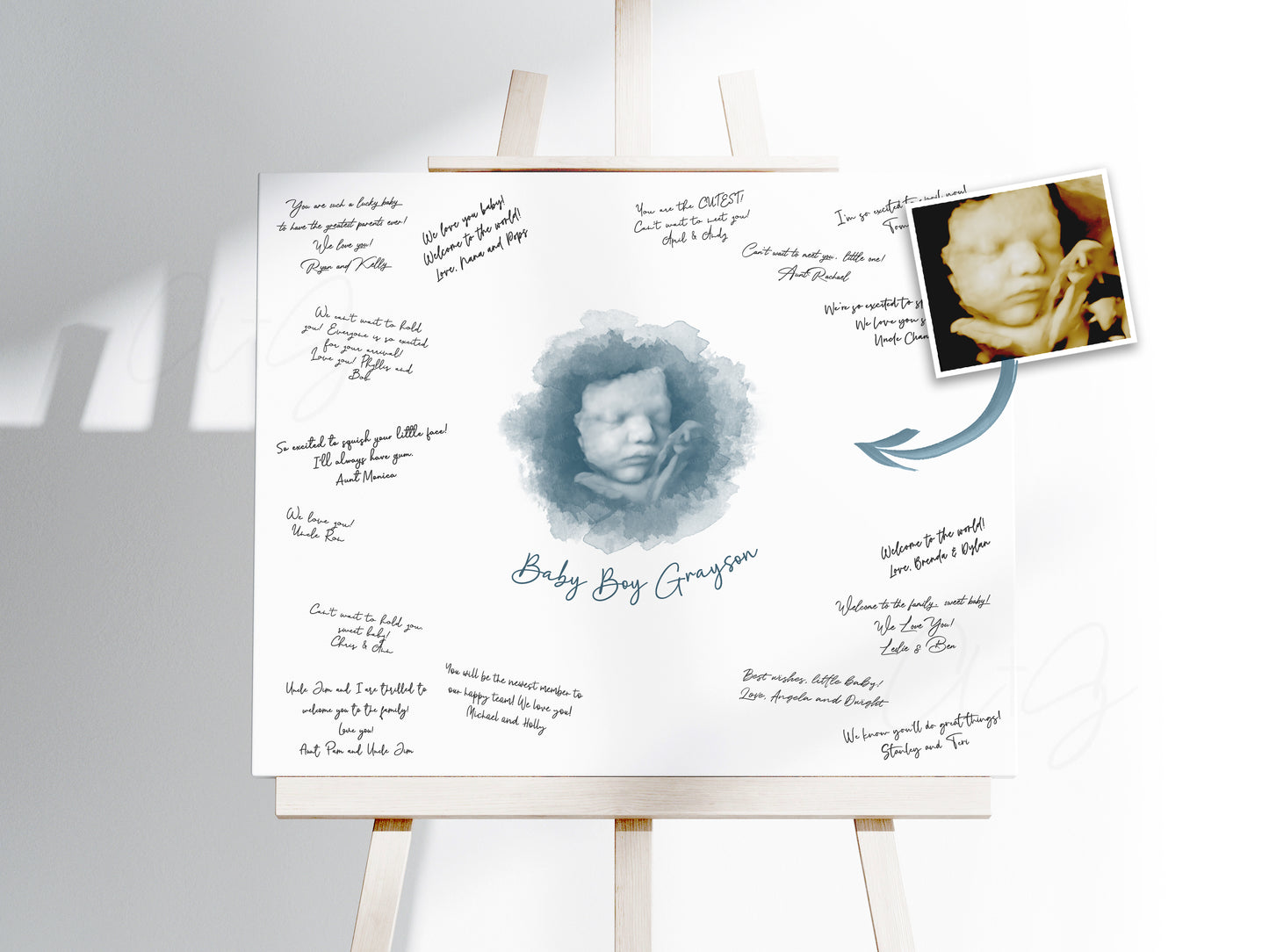 Baby Shower Guestbook Art with Watercolor Ultrasound