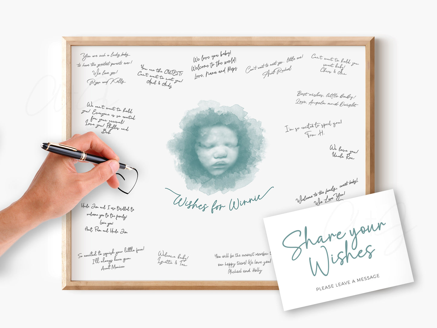 Baby Shower Guestbook Art with Watercolor Ultrasound