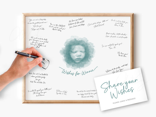 Baby Shower Guestbook Art with Watercolor Ultrasound