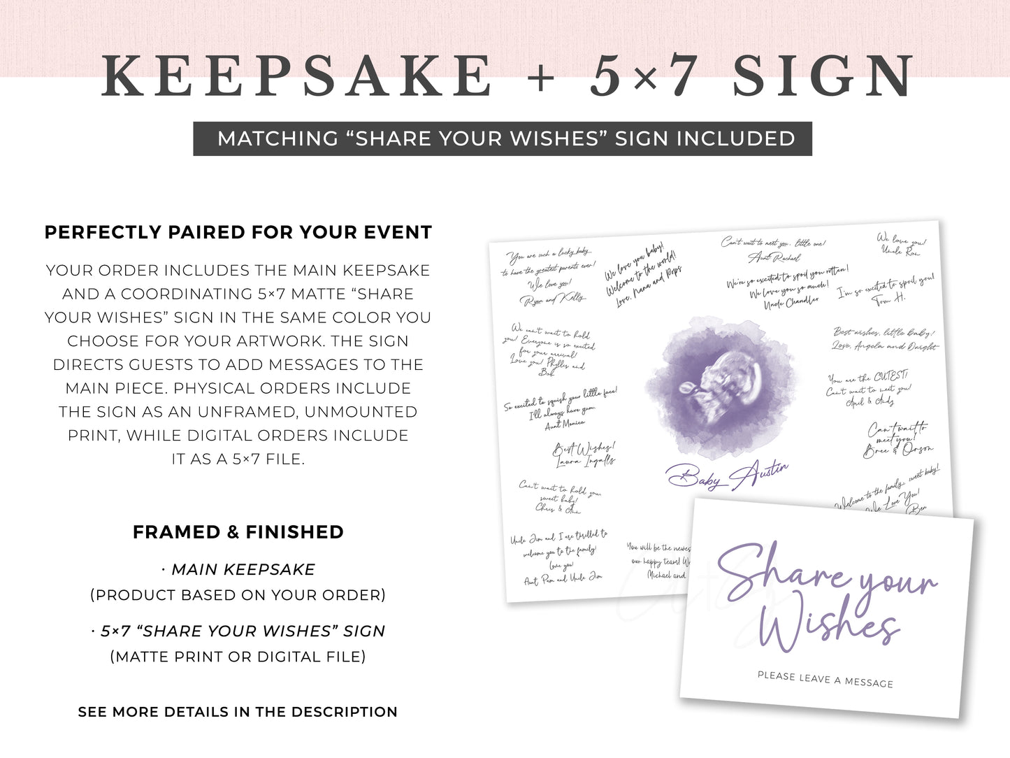 Baby Shower Guestbook Art with Watercolor Ultrasound