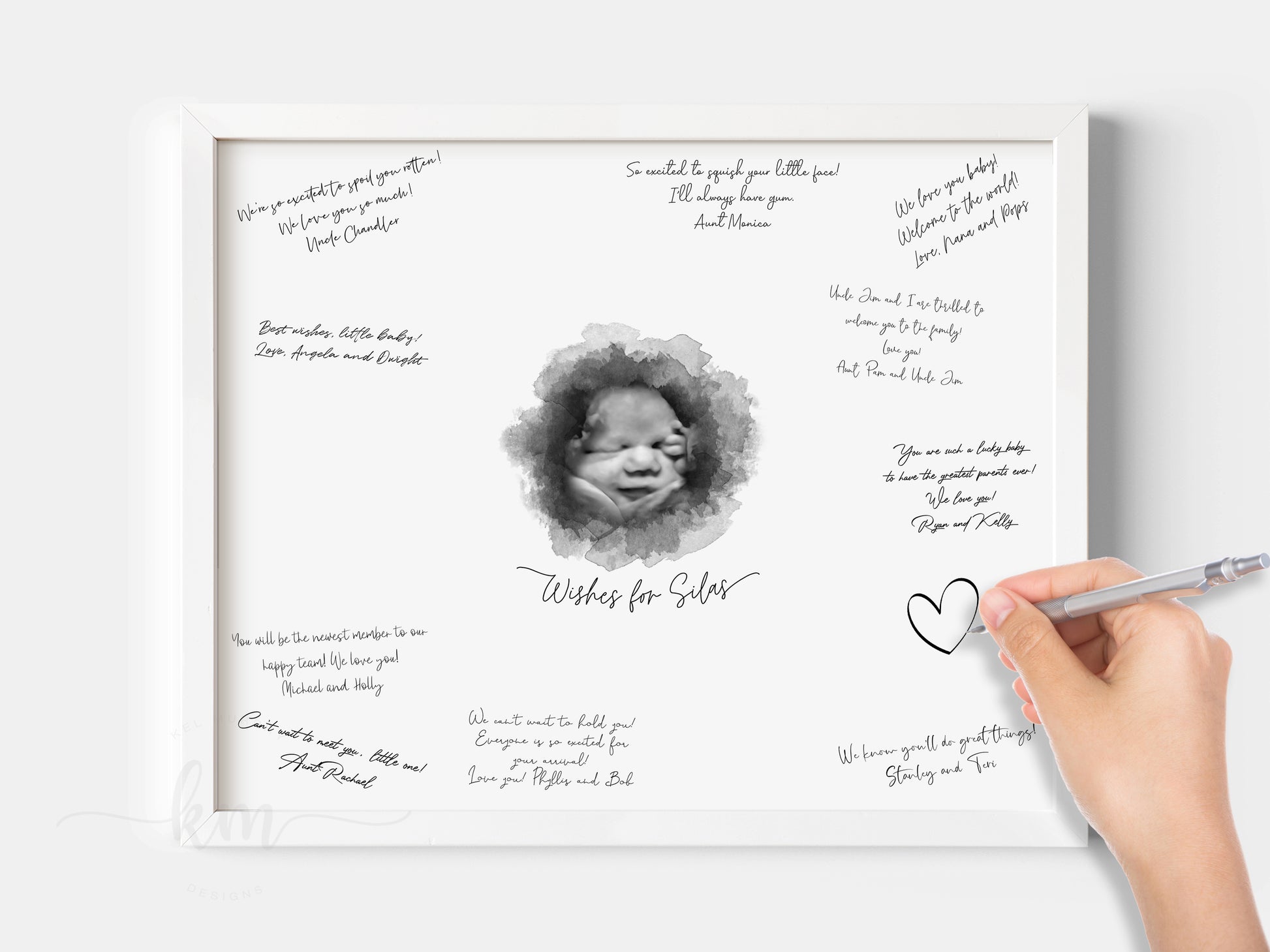 Baby shower guestbook print with watercolor ultrasound – personalized keepsake

