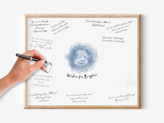Baby Shower Guestbook Art with Watercolor Ultrasound