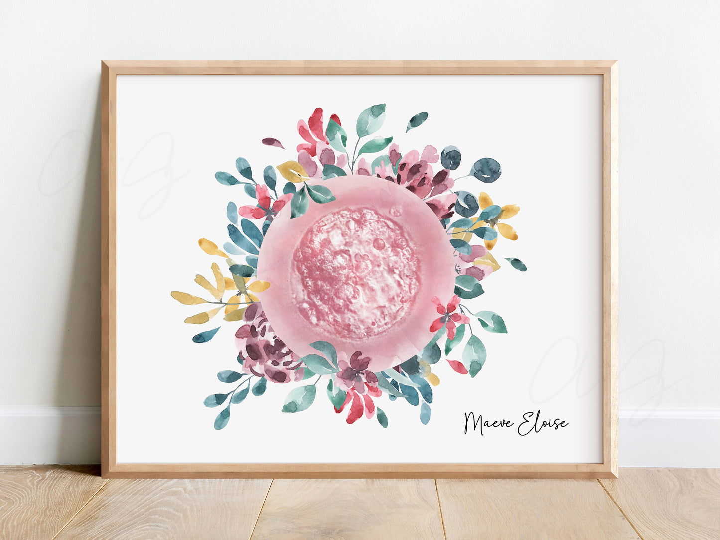 Blossom Garden Watercolor IVF Embryo Art