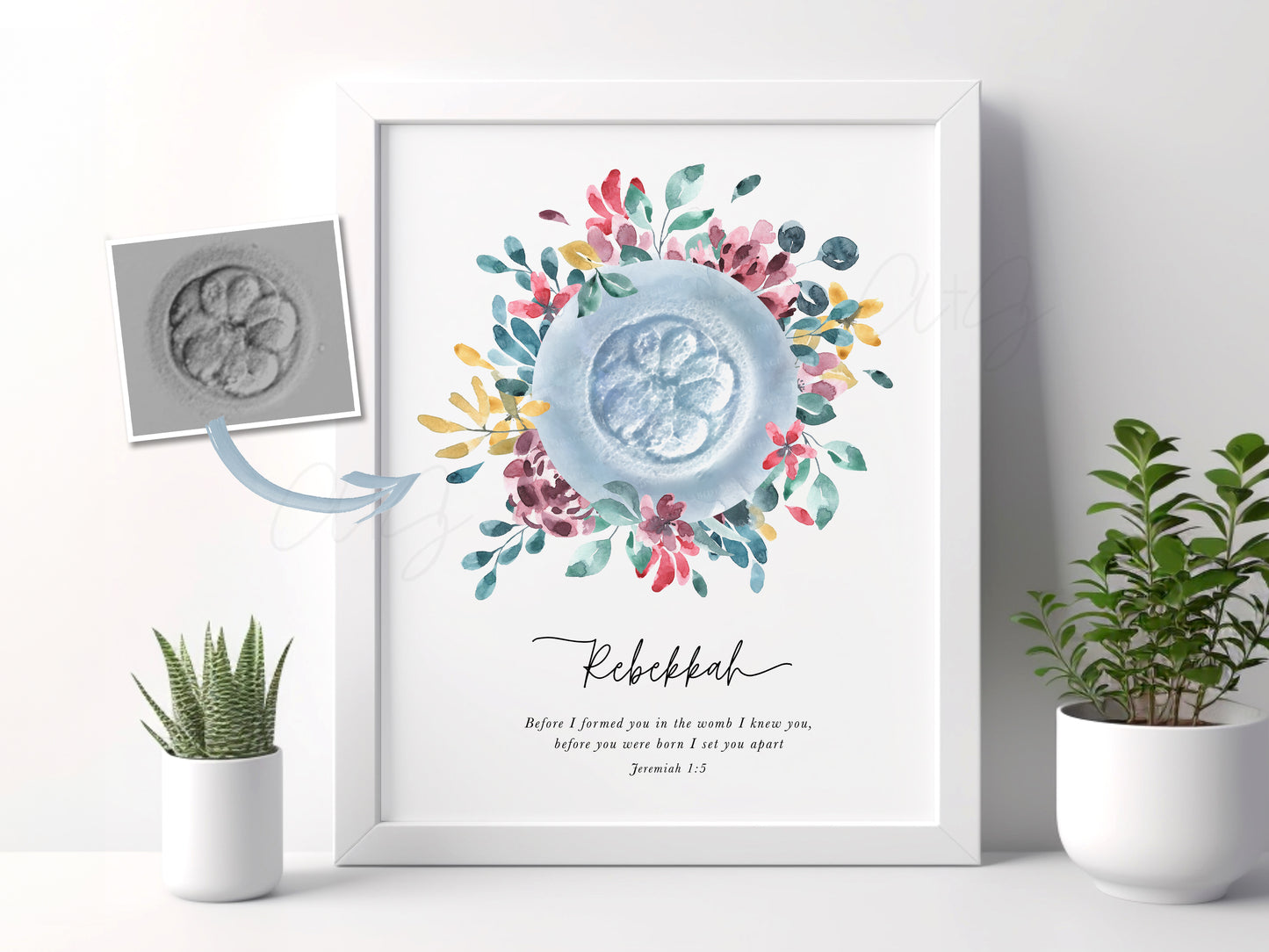 Blossom Garden Watercolor IVF Embryo Art