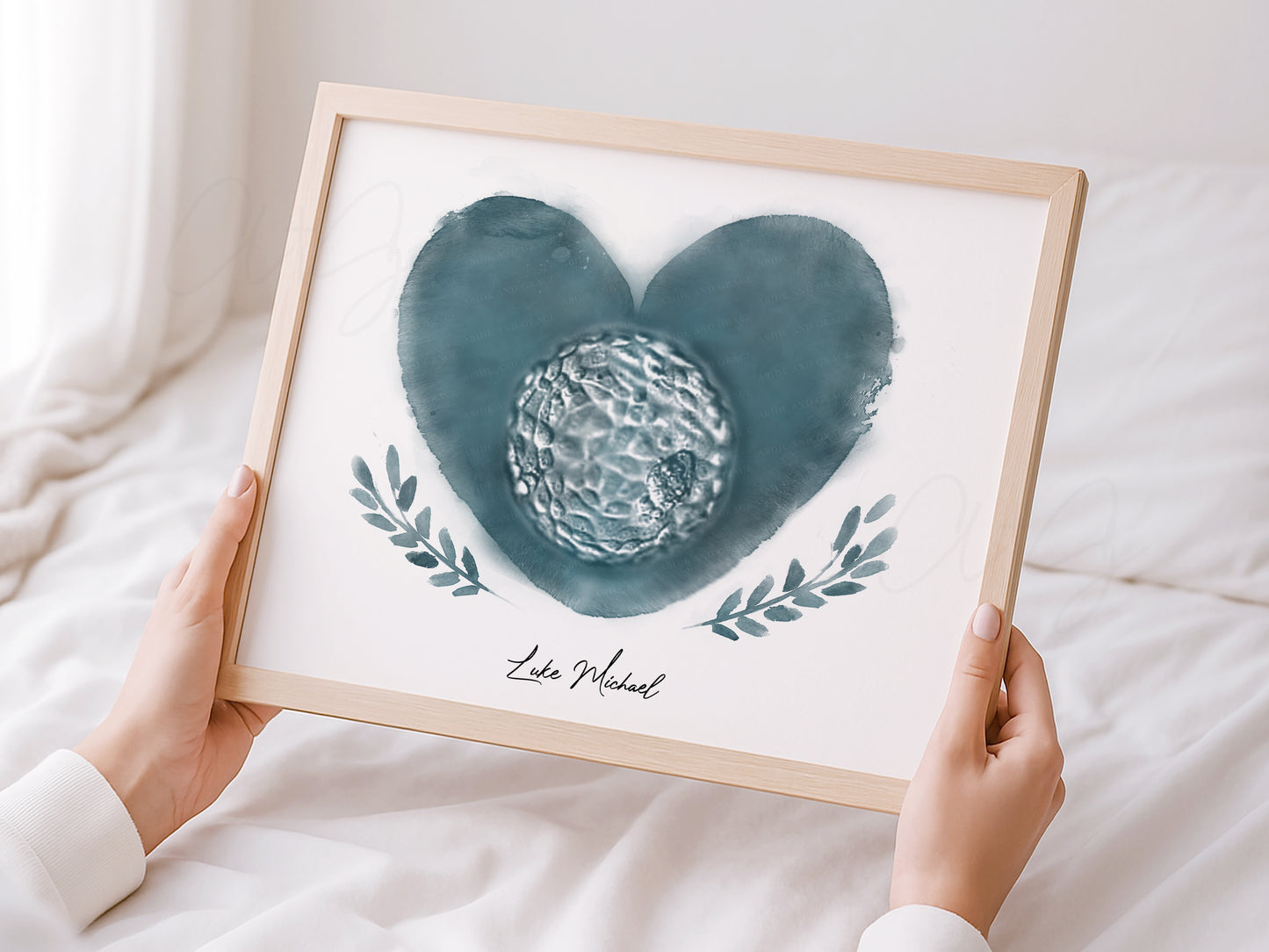 Heart with Branches Watercolor IVF Embryo Art