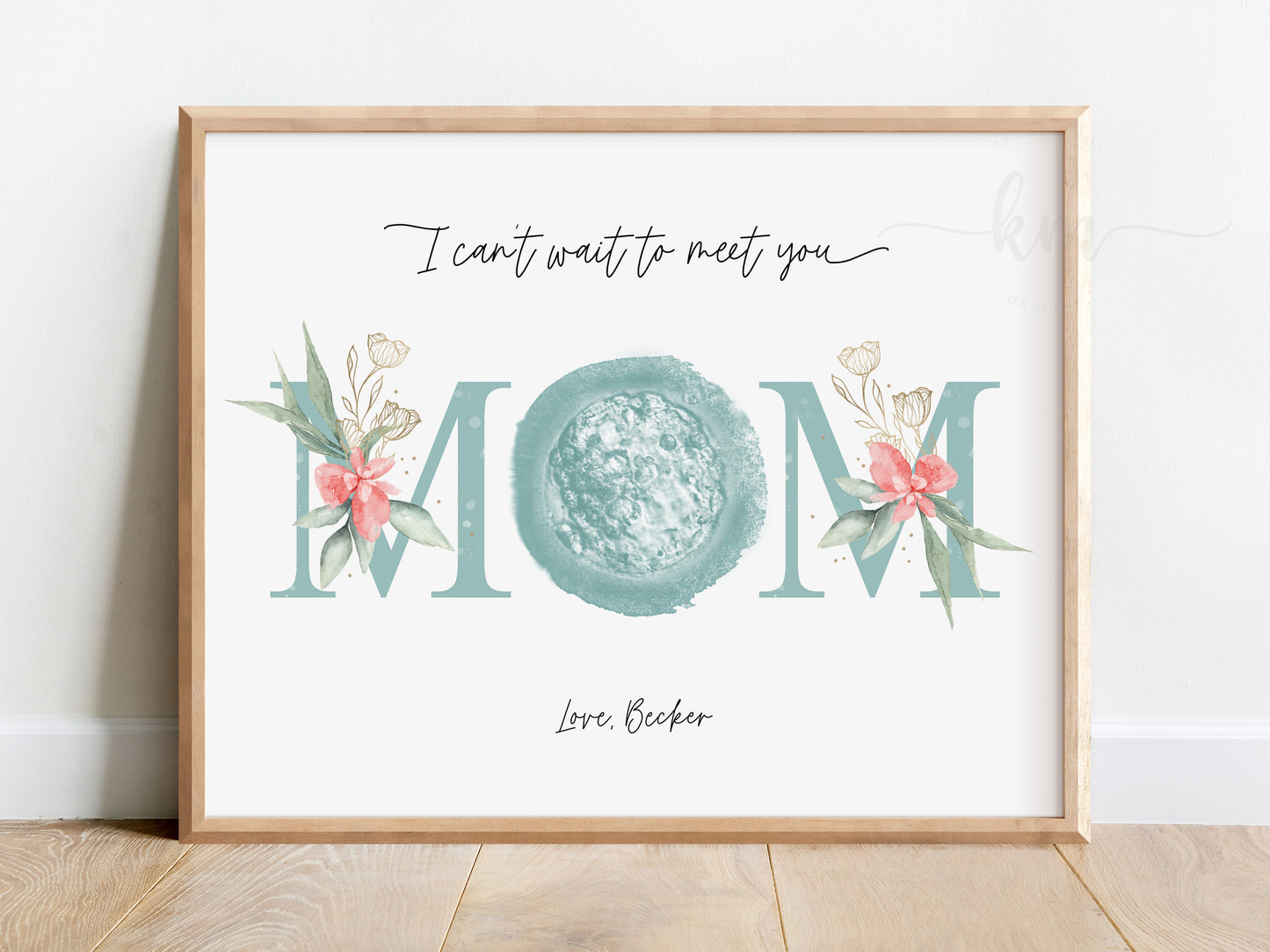 IVF embryo keepsake with Mom lettering, made as a gift for new moms or Mother’s Day

