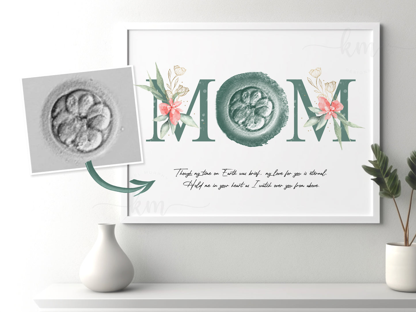 Watercolor embryo artwork designed for first-time moms or fertility journey gift

