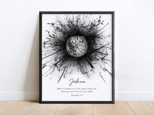 Vertical dandelion watercolor embryo art for baby loss memorial or IVF gift


