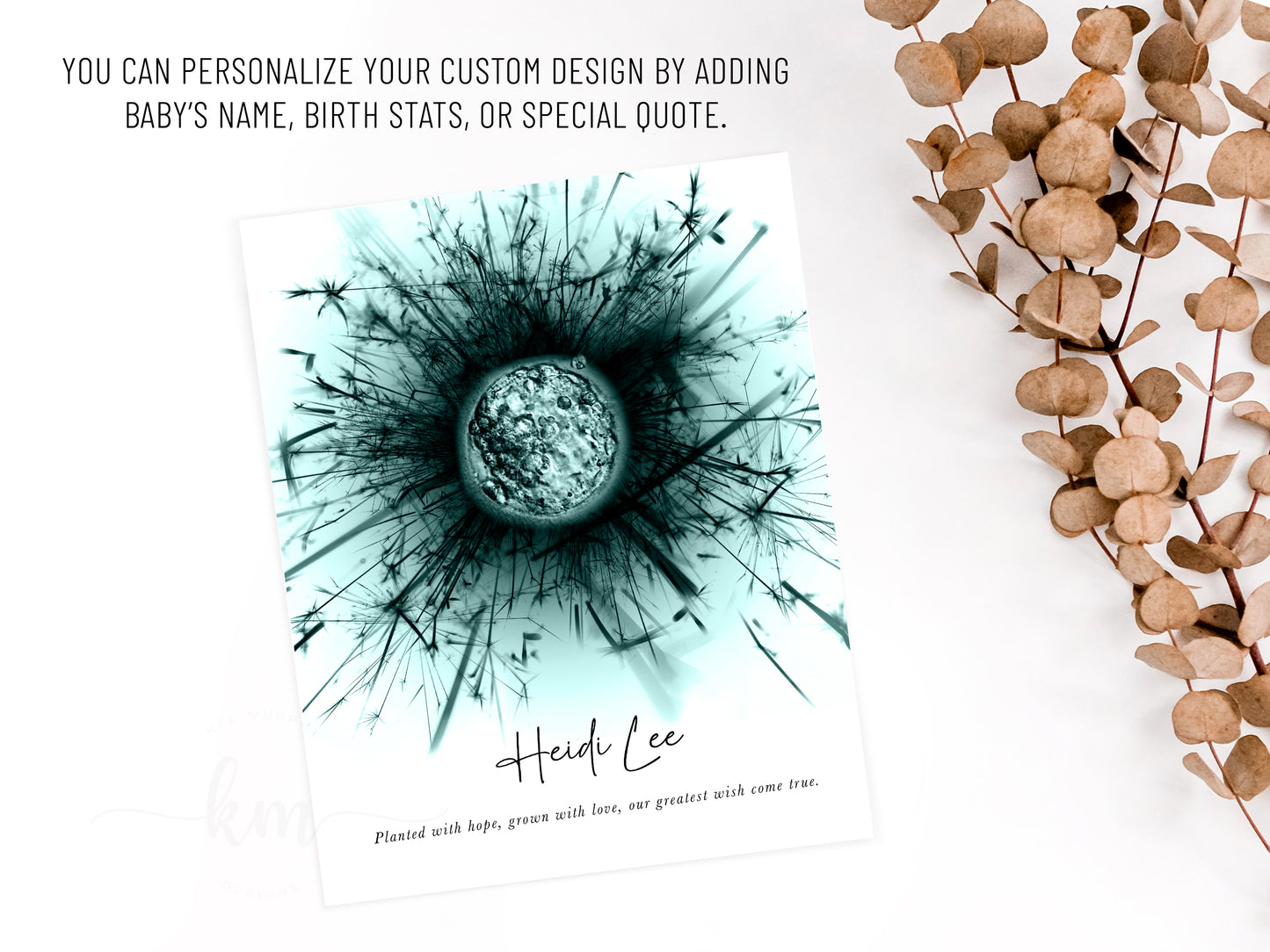 Dandelion IVF Embryo Art (Vertical)