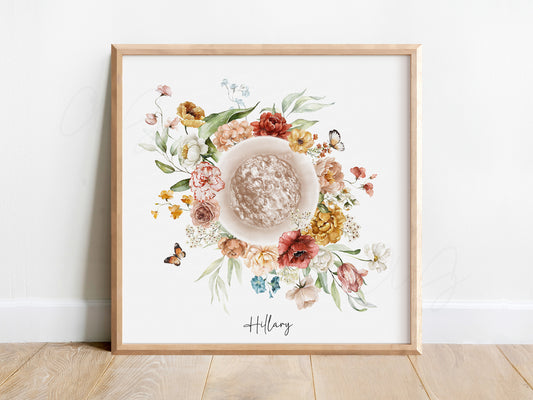 Vintage Wildflower Watercolor IVF Embryo Art