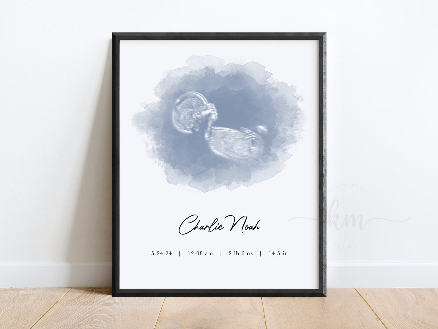 Personalized oval ultrasound art for miscarriage remembrance

