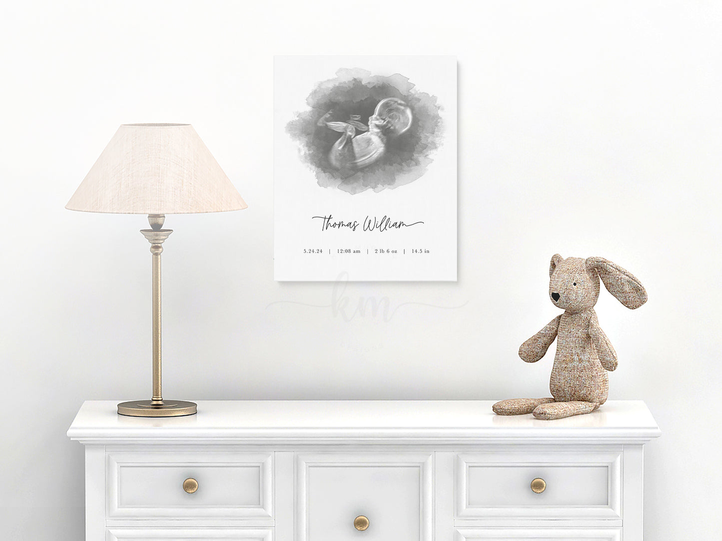 Personalized baby loss gift with oval watercolor ultrasound art

