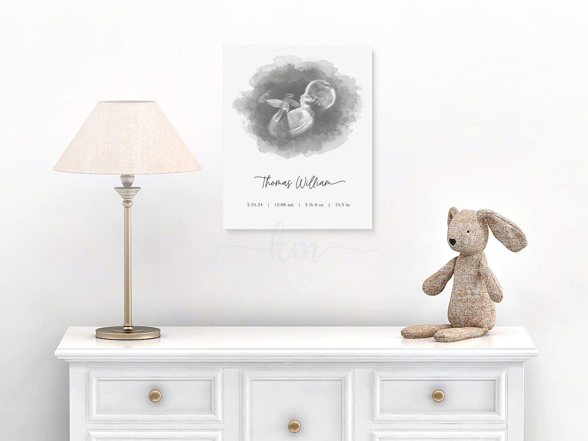 Personalized baby loss gift with oval watercolor ultrasound art

