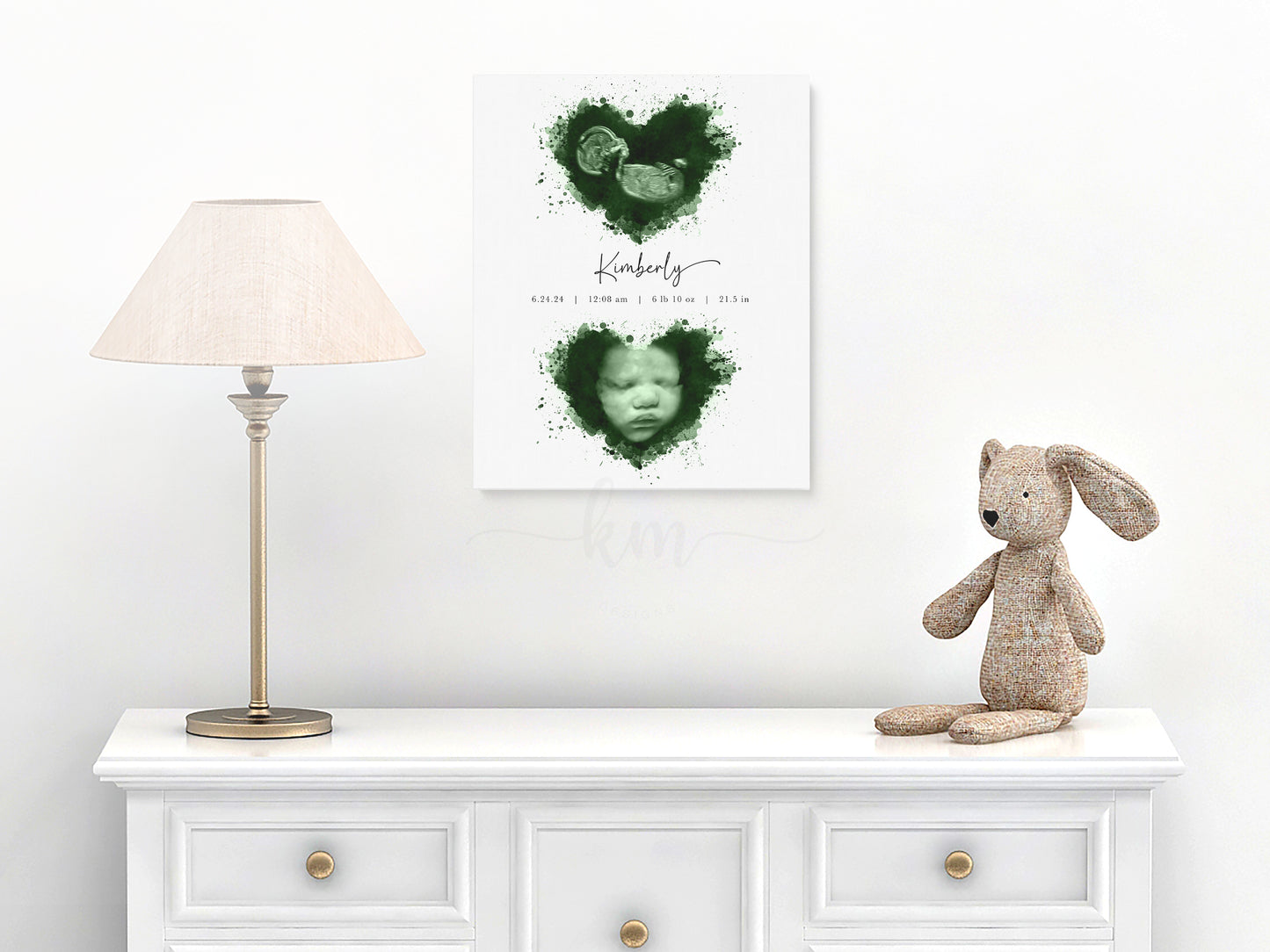 Two Splatter Hearts Ultrasound Art (Vertical)
