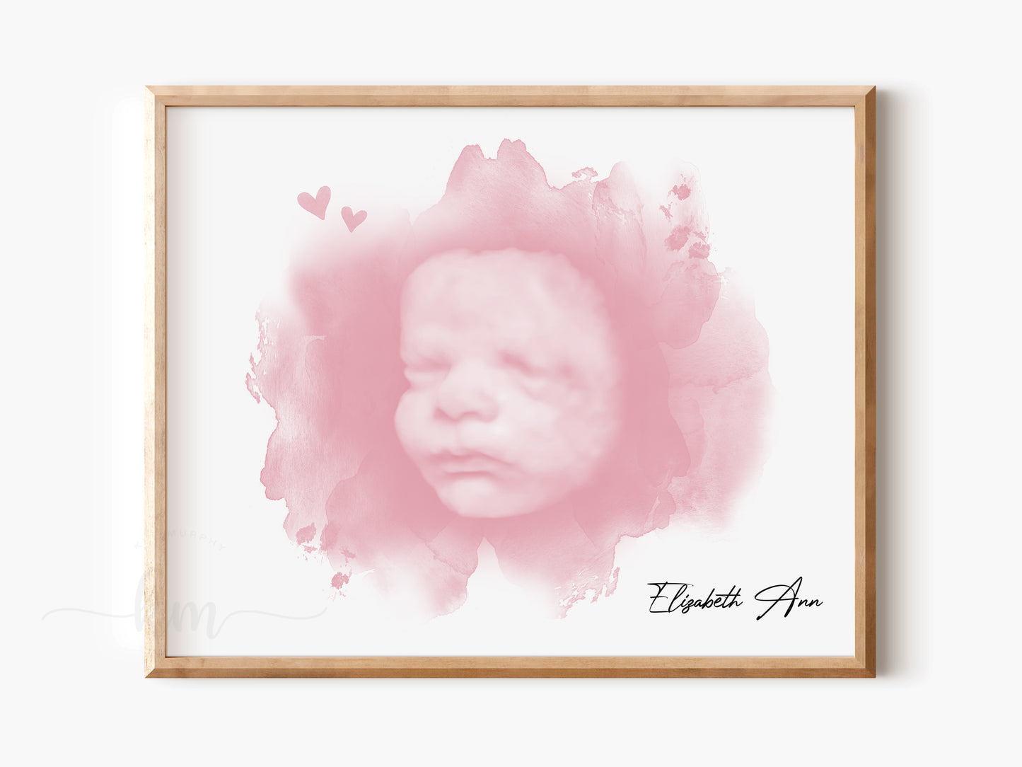 Cloud and Hearts Watercolor Ultrasound Art