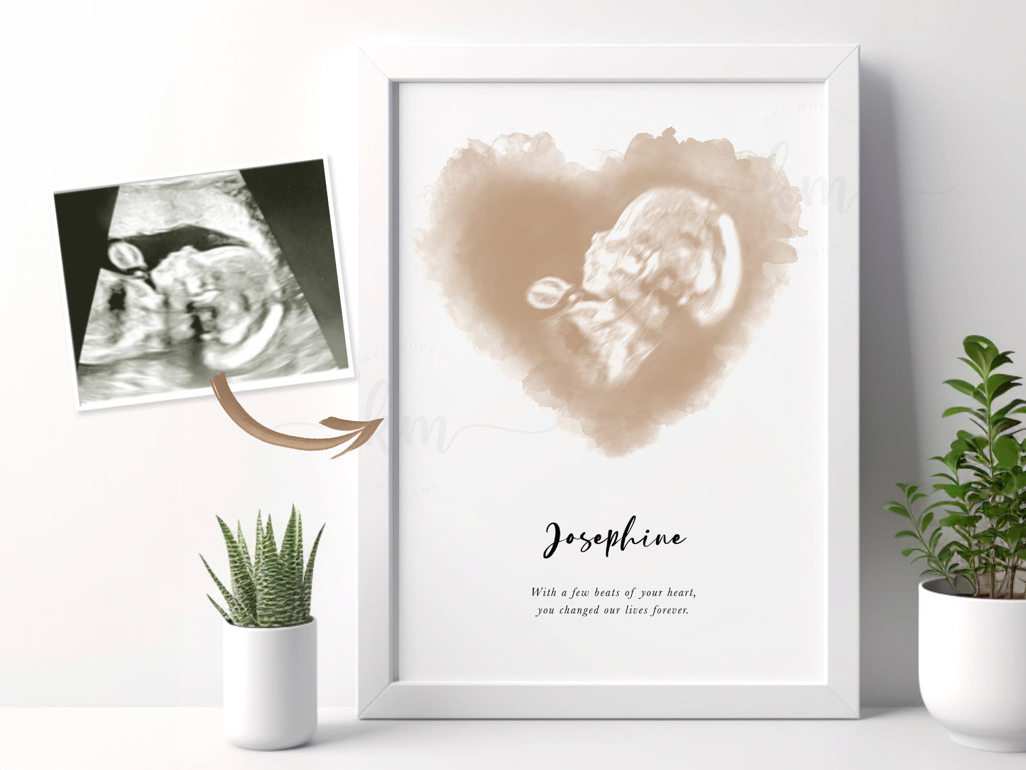 Heart Watercolor Ultrasound Art