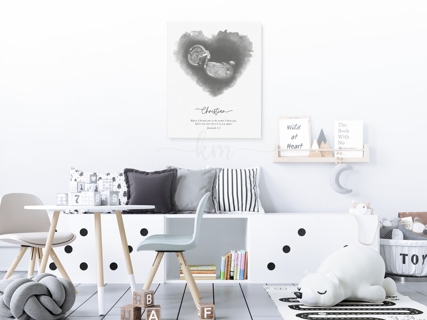 Heart Watercolor Ultrasound Art (Vertical)
