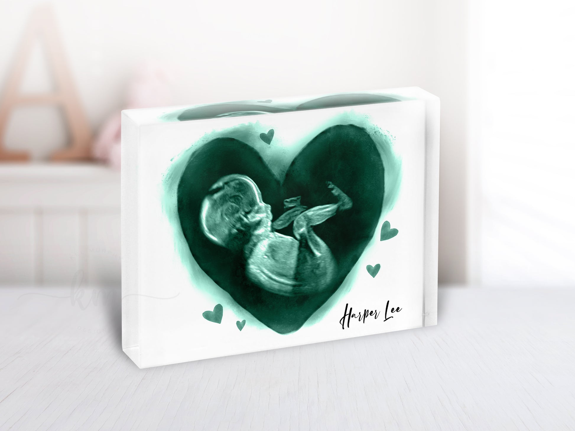 Ultrasound art with hearts for pregnancy or infant loss



