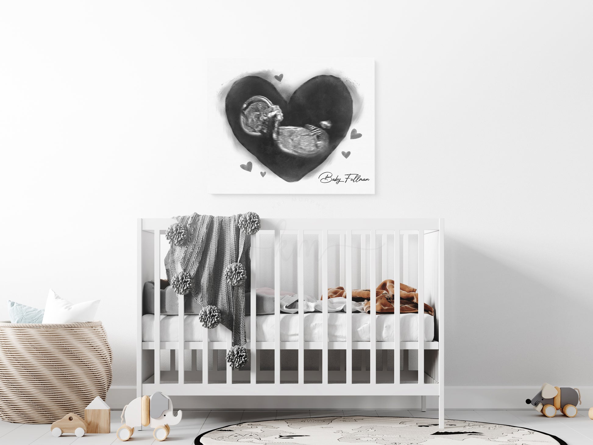 Baby loss memorial featuring hearts ultrasound design

