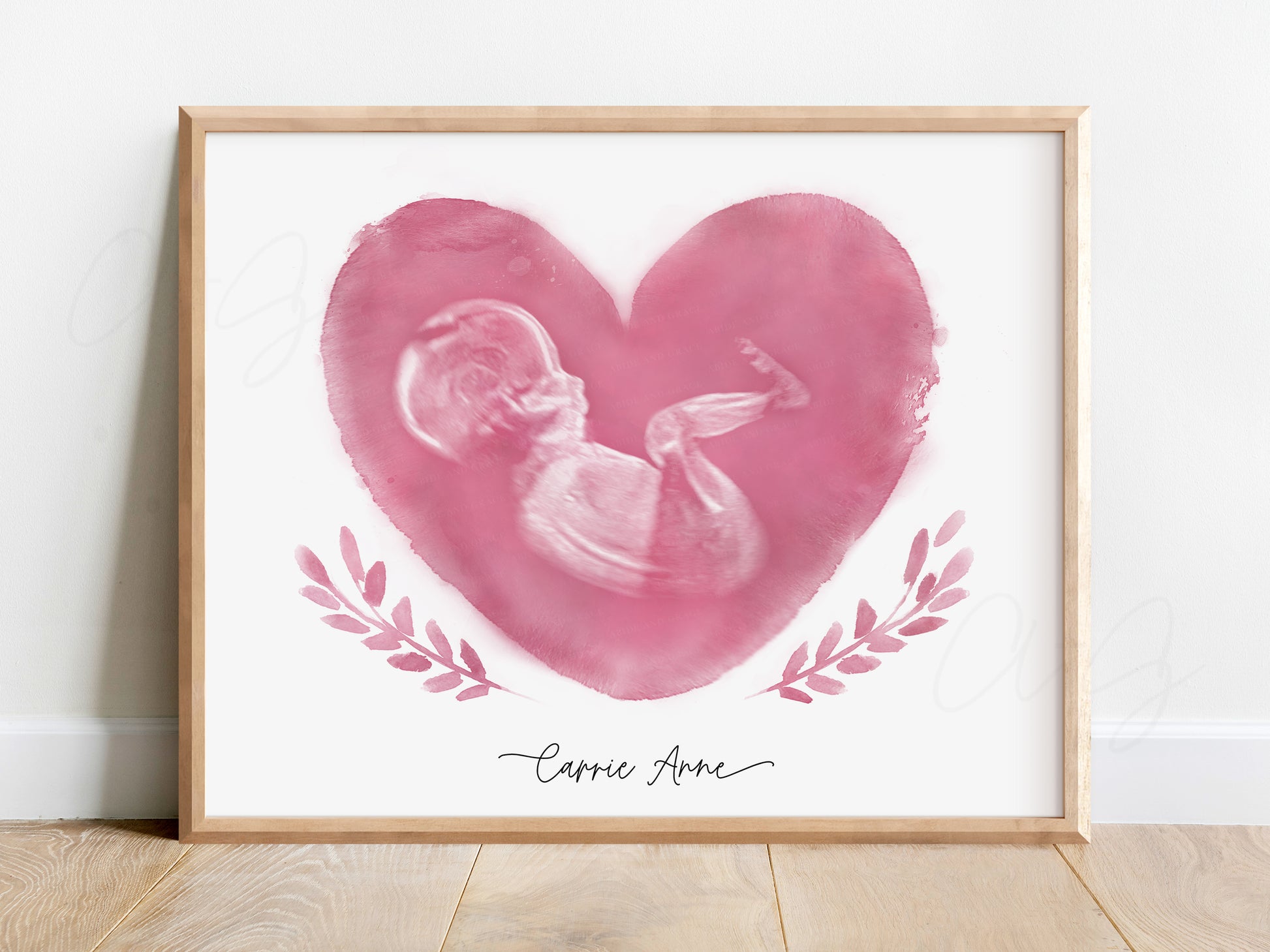 watercolor ultrasound art heart design baby ultrasound keepsake pregnancy gift for new mom custom ultrasound artwork nursery keepsake