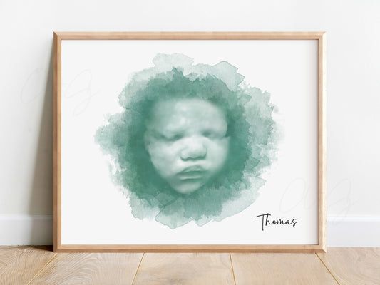 Circle Watercolor Ultrasound Art
