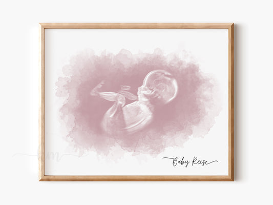 Personalized rectangle ultrasound keepsake for baby loss or baby shower gift

