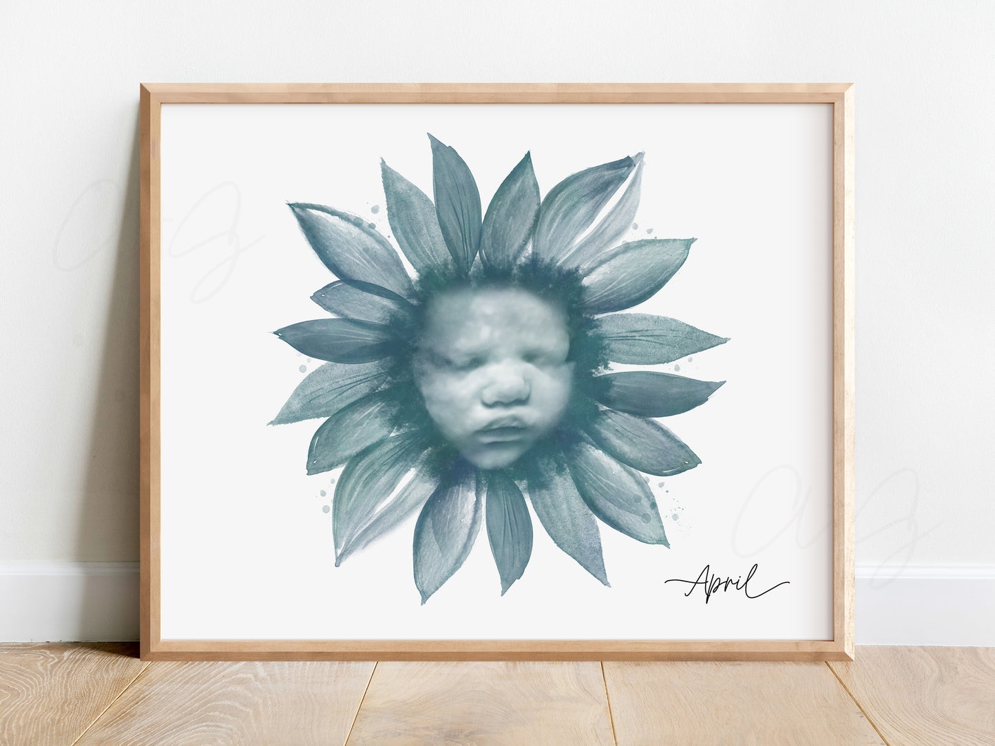 Sunflower Watercolor 3D Ultrasound Art