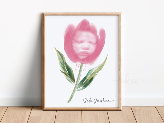 Tulip Watercolor Ultrasound Art