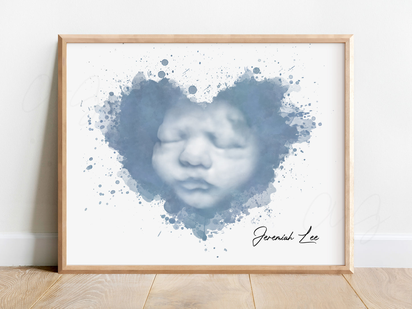 Splatter Heart Watercolor Ultrasound Art
