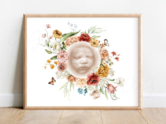 Vintage Wildflower Watercolor Ultrasound Art