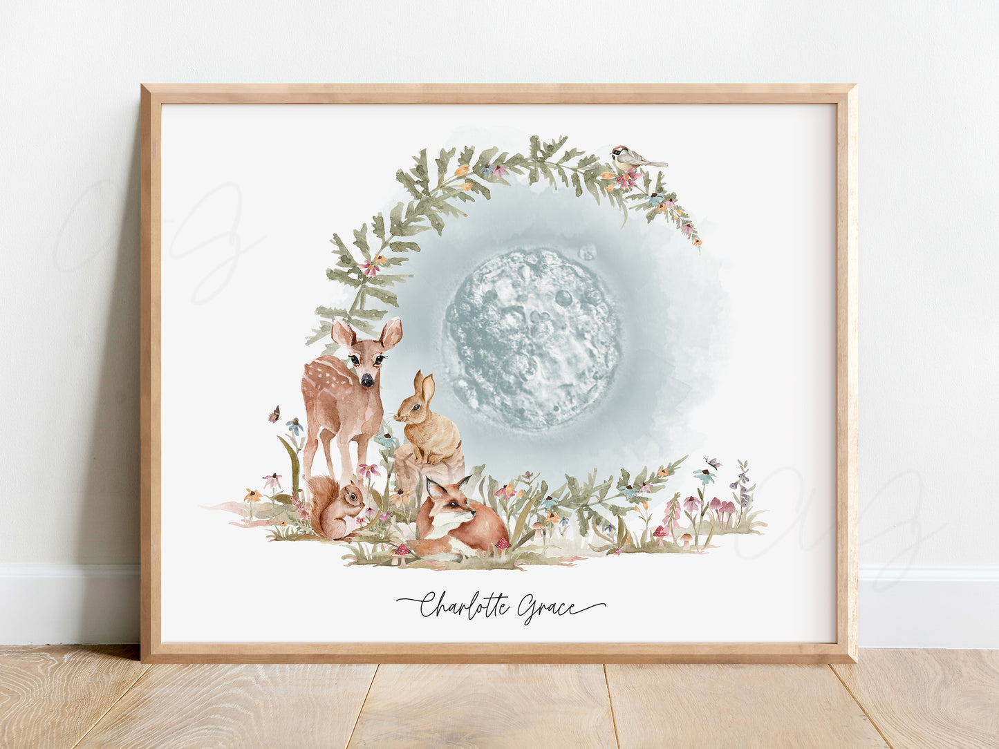 Woodland Animals Watercolor Embryo Art