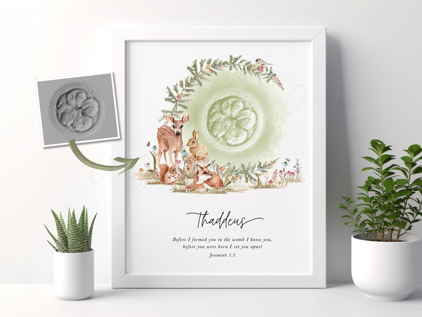 Woodland Animals Watercolor Embryo Art
