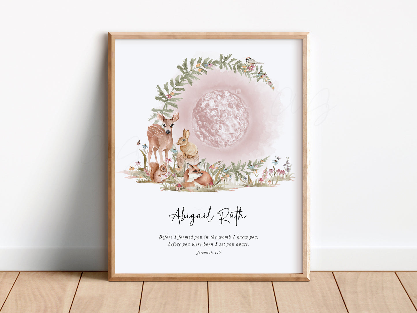 Woodland Animals Watercolor Embryo Art