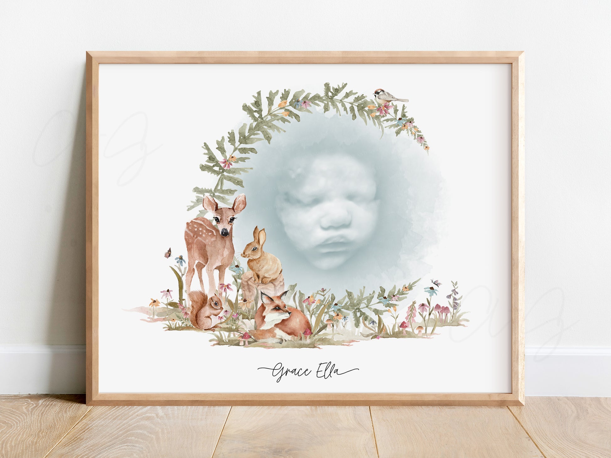 woodland nursery decor with ultrasound watercolor animals baby keepsake forest theme artwork for new baby