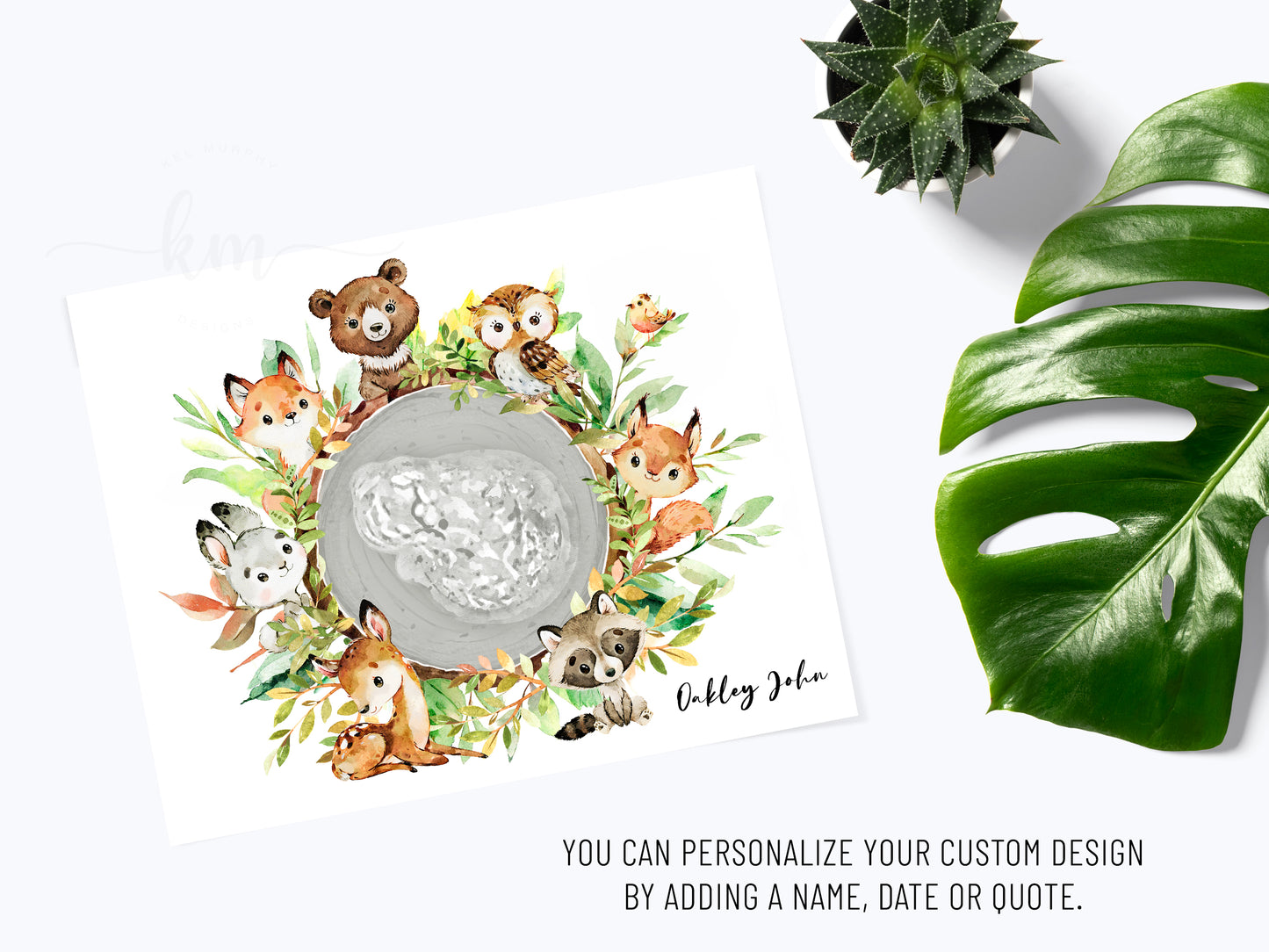 Hand-Painted Forest Animals Watercolor Embryo Art