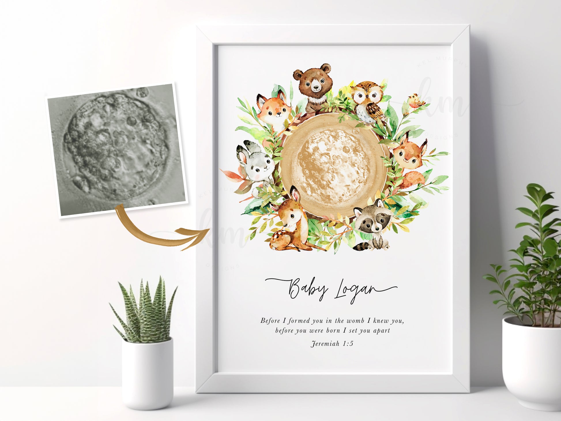 Forest animal embryo keepsake made as a gift for new moms, IVF, or fertility journey

