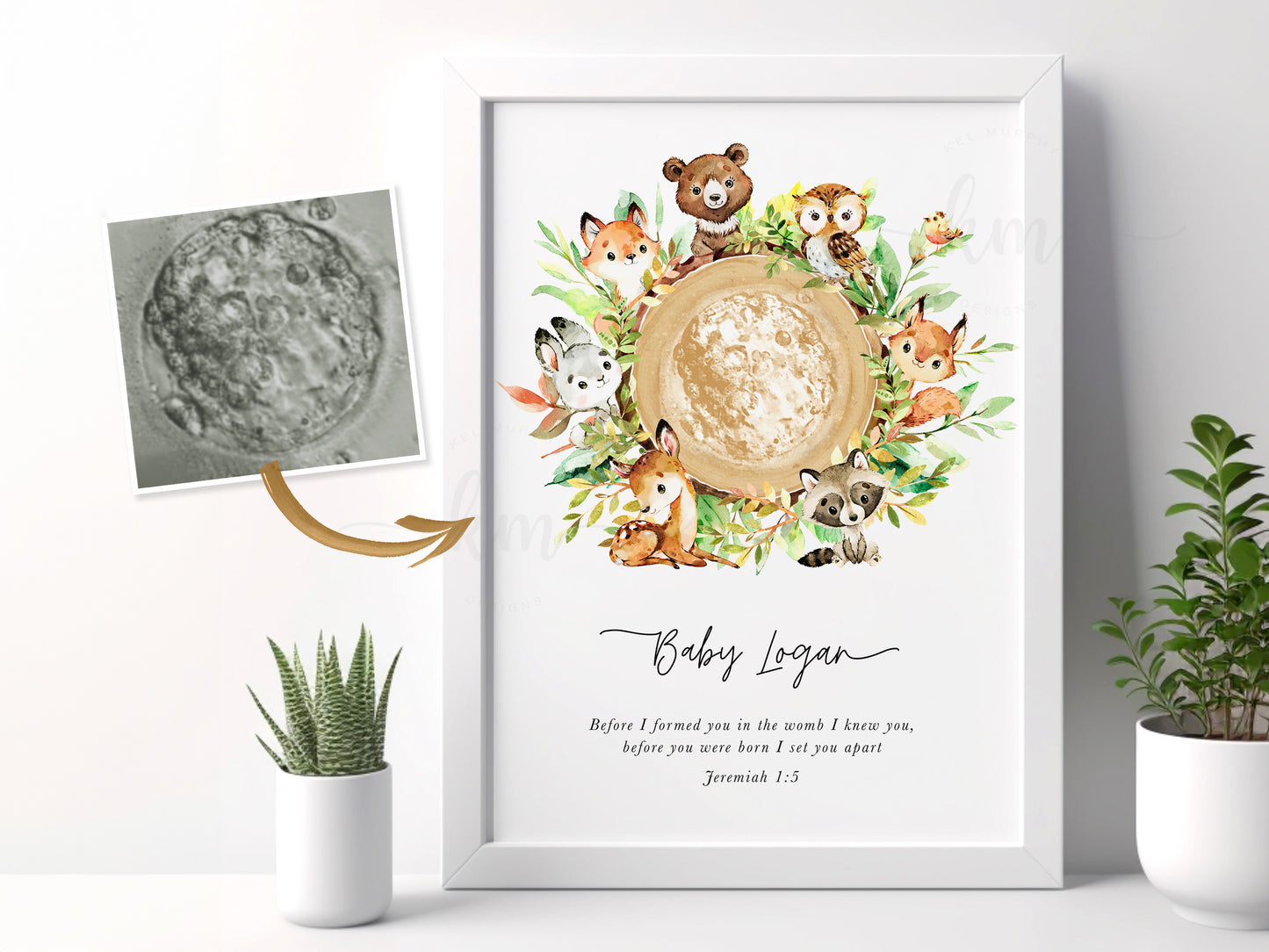Hand-Painted Forest Animals Watercolor Embryo Art