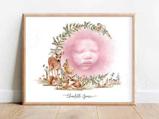 Woodland Animals Watercolor Ultrasound Art