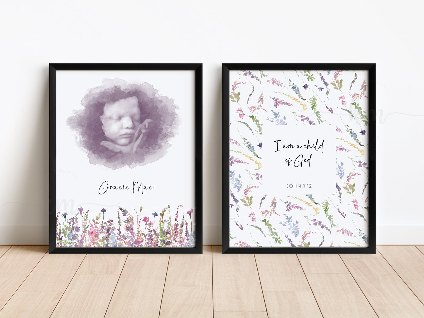 Christian two-piece ultrasound and scripture print keepsake for new mom gift

