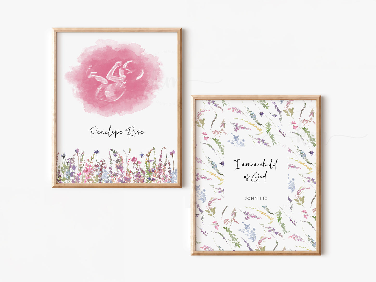 Two-piece ultrasound and Bible verse wall art set for faith-based baby gift


