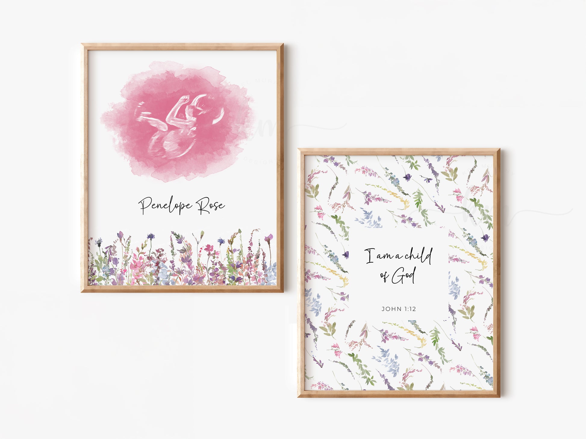 Two-piece ultrasound and Bible verse wall art set for faith-based baby gift


