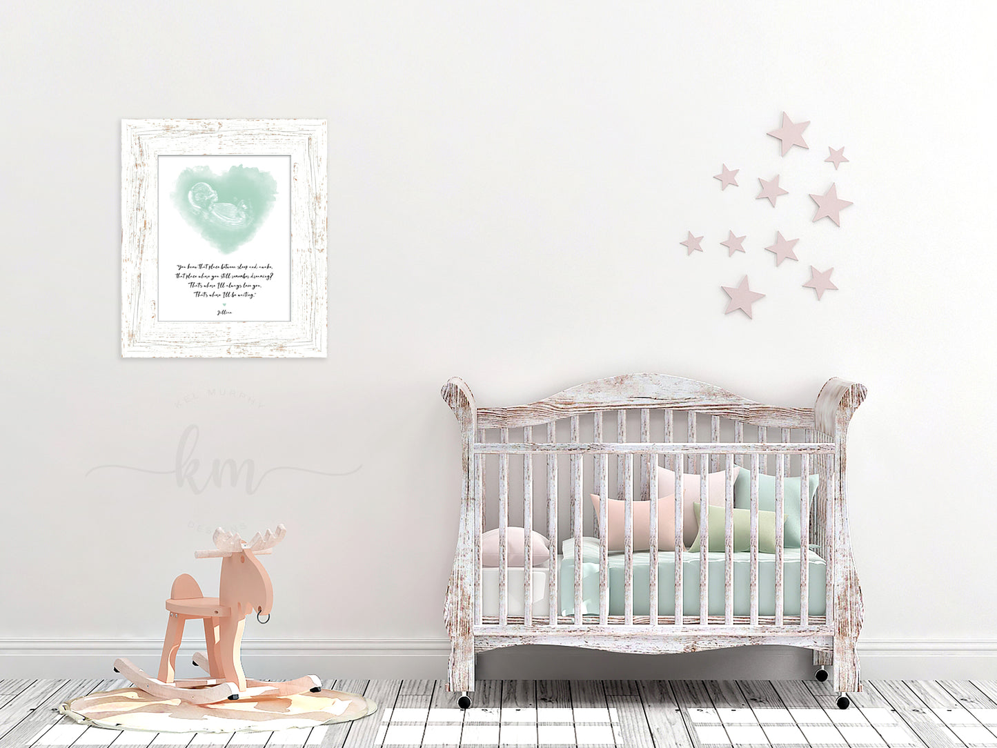 Infant Loss Heart Watercolor Ultrasound Art with Quote (Vertical)