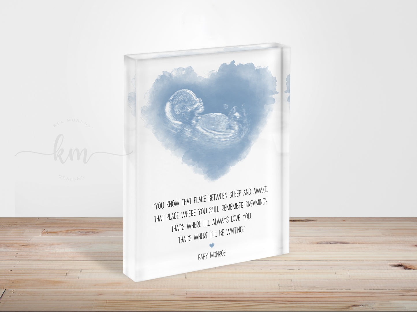 Infant Loss Heart Watercolor Ultrasound Art with Quote (Vertical)