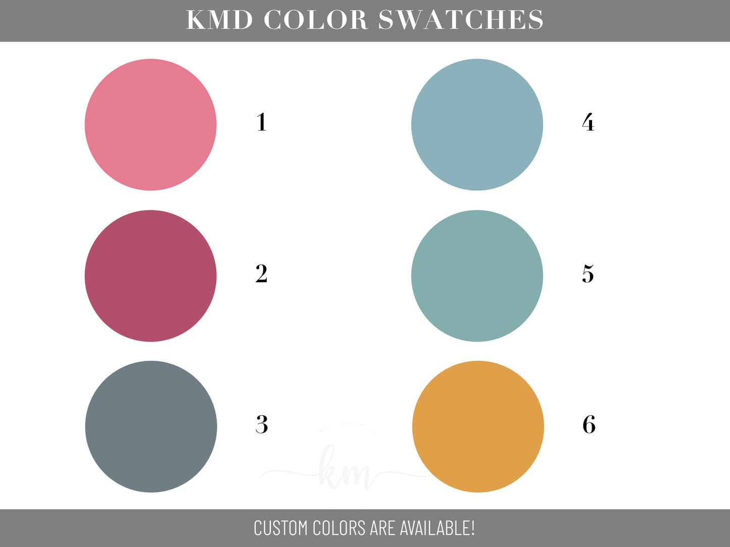Color swatches for Abide and Grace watercolor ultrasound floral art